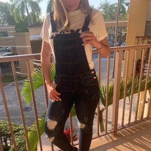 Pocket Details Denim Overalls